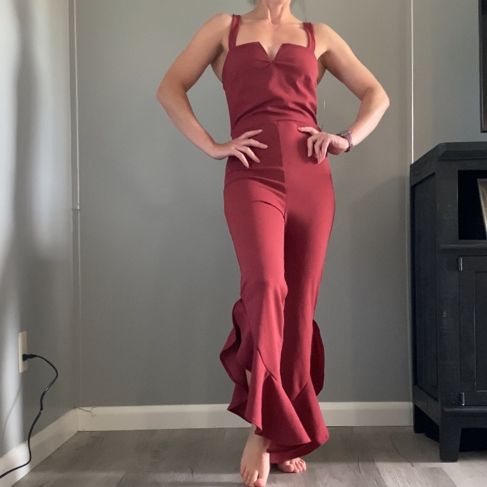 Jumpsuit with flared legs & slits